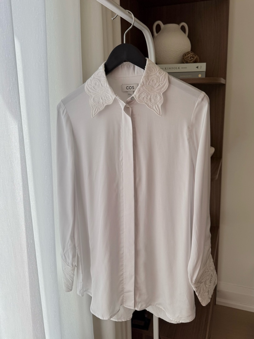 COS White Embroidered-Collar Button-Front Blouse
